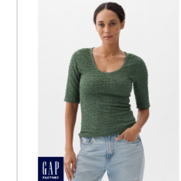 NWT GAP FACTORY POPCORN TOP IN GREEN SIZE SMALL - Picture 1 of 3